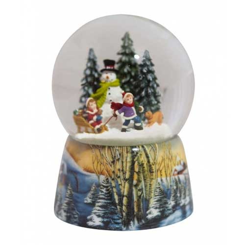 Snow globe building snowman 8,9cm