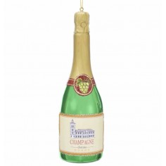 6"GLASS CHAMPAGNE BOTTLE ORN