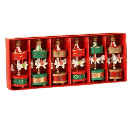 Ornament carrousel red 6 pieces