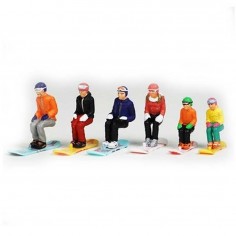 Figurines Sitting Snowboard...