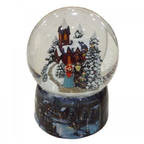 Porcelain snow globe with church 15,4cm