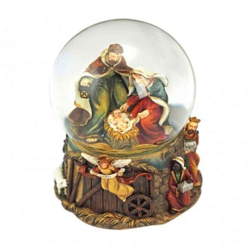 Snow globe Jesus in straw 10cm