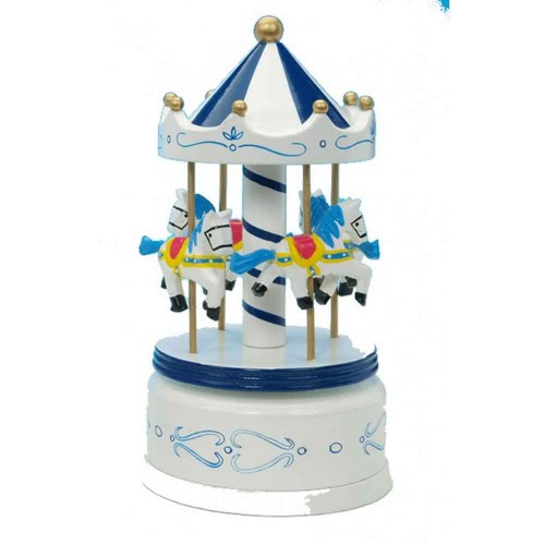 Wooden carousel blue/white Ø11x21 cm