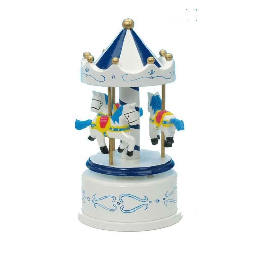 Wooden carousel blue/white Ø9x18 cm