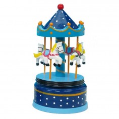 Wooden carousel blue Ø11x21 cm