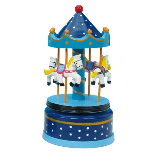 Wooden carousel blue Ø11x21 cm