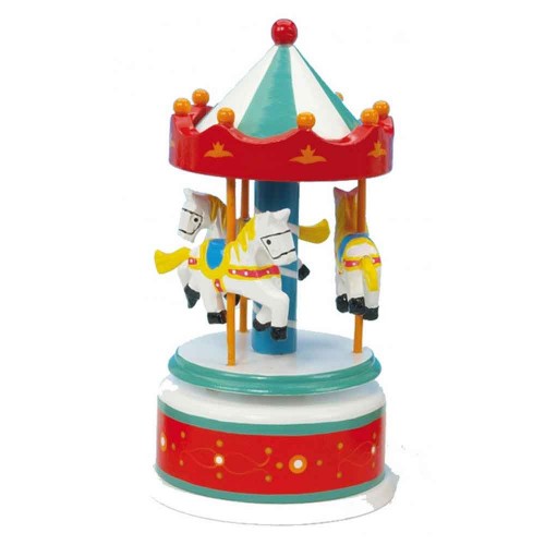 Wooden carousel red/white Ø11x21 cm